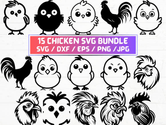 15 Chicken SVG Graphics for Crafts