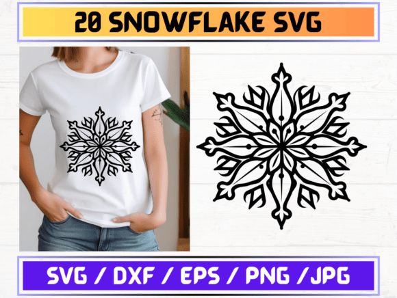20 Snowflake SVG File: Graphics for Seasonal Branding & Graphic Templates