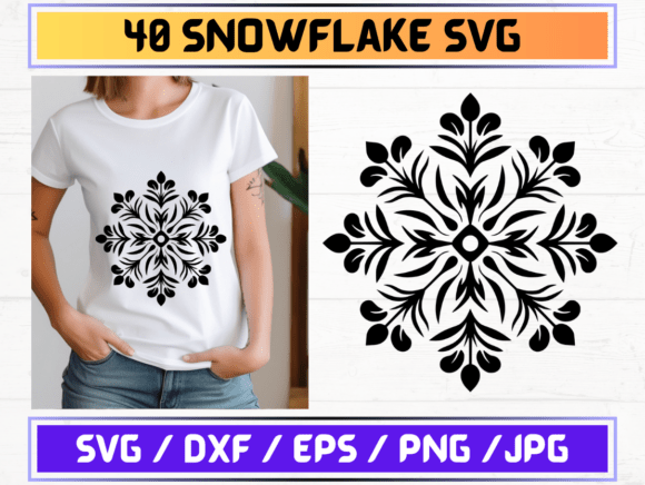 40 Snowflake SVG Bundle Graphics for Seasonal Selling