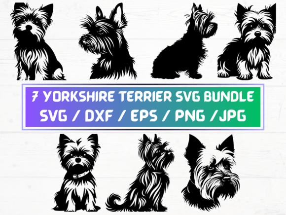 7 Yorkshire Terrier Svg File for Crafts and Graphics