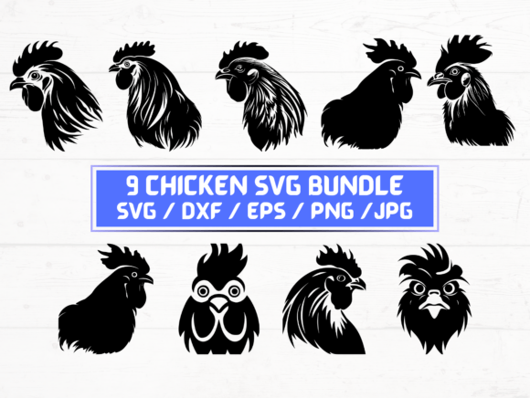 9 Chicken SVG File: A Graphic Asset for Crafts and Branding