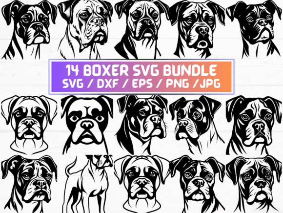 Boxer Dog SVG, DXF, EPS, JPG, PNG