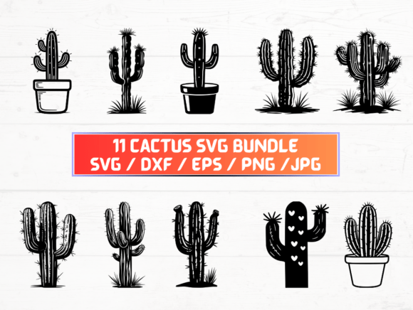 Cactus Graphics for Crafts and Design