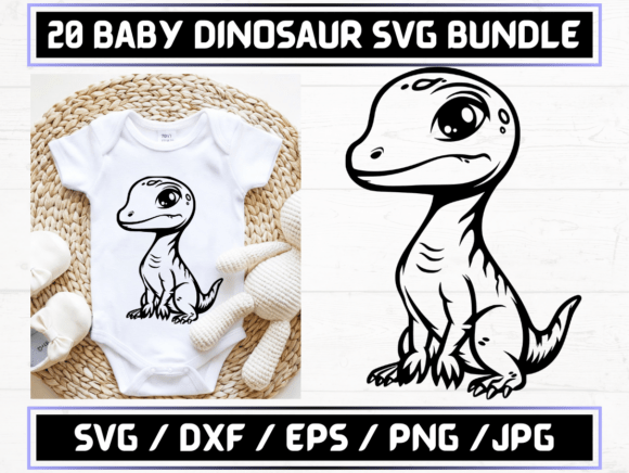 Christmas SVG: 20 Baby Dinosaur SVG. DXF