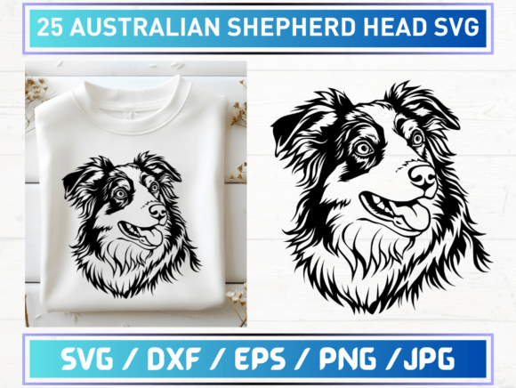 Christmas SVG, Australian Shepherd Head