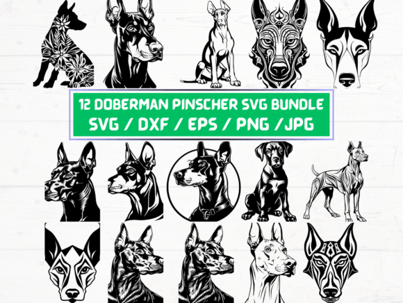 Doberman Pinscher Graphics for Crafts and Web Design