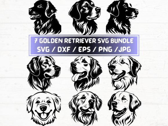 Golden Retriever SVG, DXF, EPS, JPG, PNG