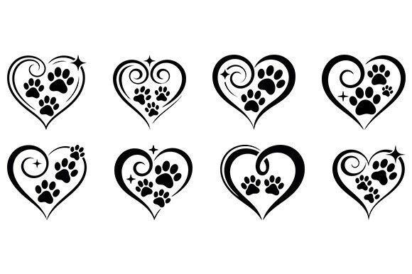 Paw Print with Heart Svg Bundle