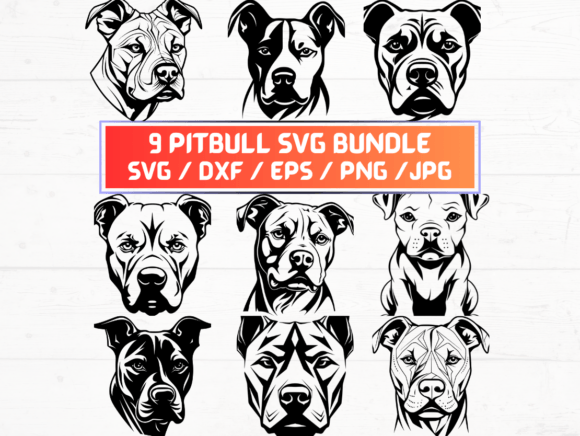Pitbull SVG, DXF, EPS, JPG, PNG: Graphics for Crafts & Local Branding