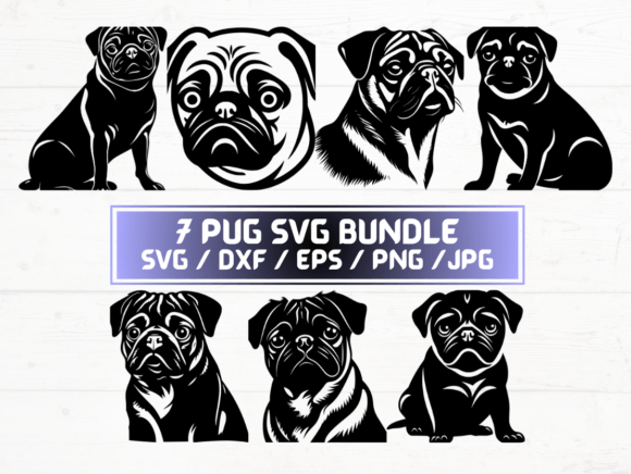 Pug SVG, DXF, EPS, JPG, PNG: Playful Graphics for Crafts & Content