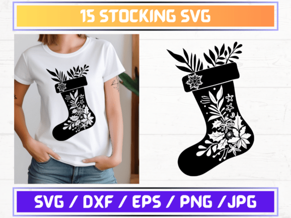 Stocking SVG File: Graphics for Holiday Crafting & Graphic Templates