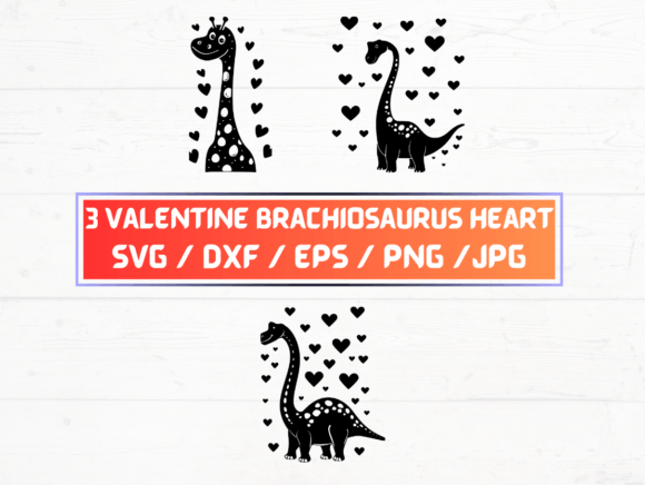 Valentine Brachiosaurus Heart SVG