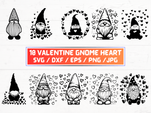 Valentine Gnome Heart SVG Laser Cut