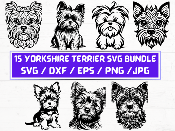 Yorkshire Terrier Svg Bundle for Crafts and Graphics